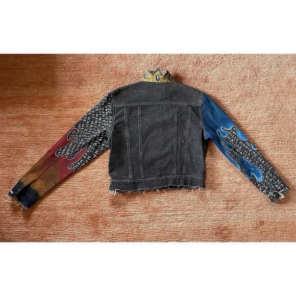 CLIO PETITES painted Women’s Denim Zippers Jacket Size 8 - Picture 5 of 8